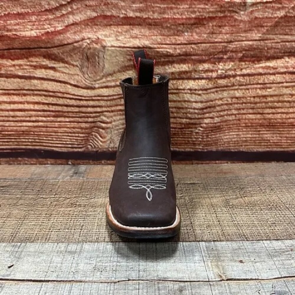 Women's Nubuck Leather Western Cowgirl Half Boot Brown Rodeo Botin Piel Café - Picture 5 of 5